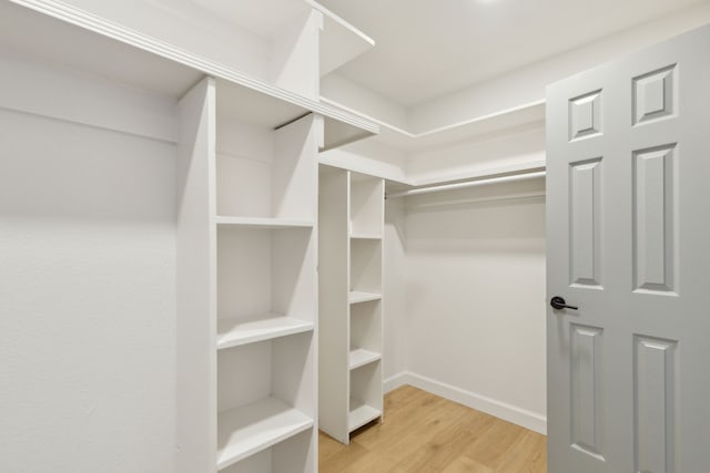 spacious closet featuring light hardwood / wood-style floors