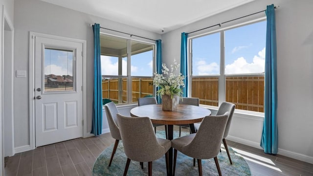 dining area featuring dark hardwood / wood-style flooring