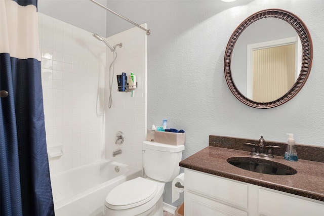 9435 Homestead Ln, Frisco, TX 75033 - full bath with a textured wall, toilet, shower / bath combo, and vanity