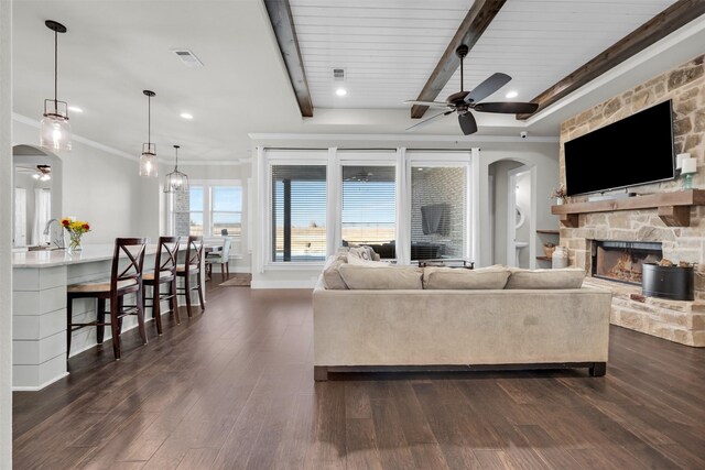 office space with crown molding, ceiling fan, light carpet, and french doors