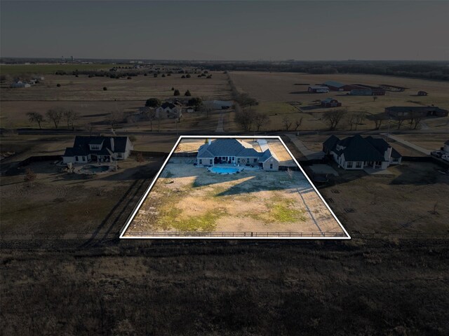 aerial view featuring a rural view