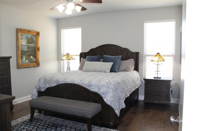 1625 Veneto Dr, Mclendon Chisholm, TX 75032 - bedroom featuring dark wood finished floors, baseboards, and ceiling fan