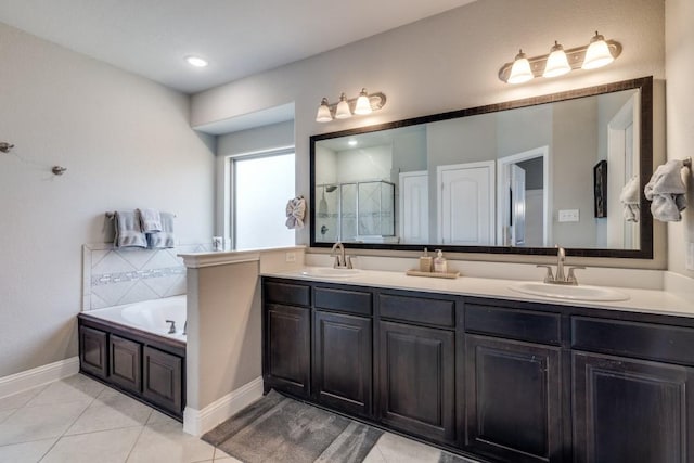 1625 Veneto Dr, Mclendon Chisholm, TX 75032 - full bathroom with a shower stall, tile patterned flooring, a sink, and double vanity