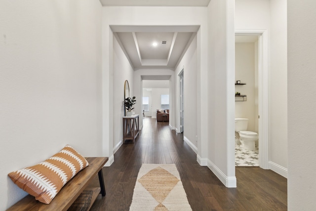 hall featuring dark hardwood / wood-style floors