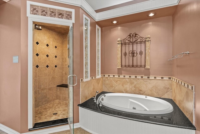 bathroom with plus walk in shower