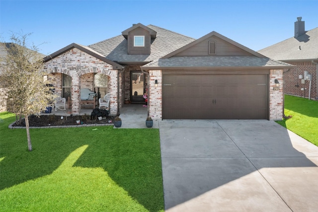 view of front of house featuring a garage and a front yard