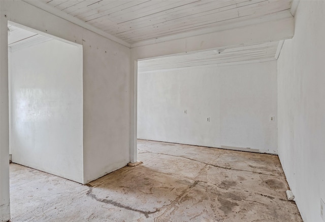 spare room with wood ceiling