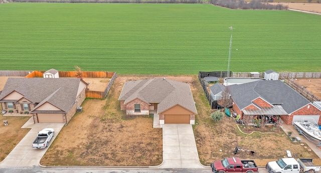 drone / aerial view with a rural view