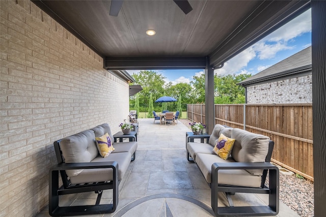 view of patio / terrace featuring an outdoor living space