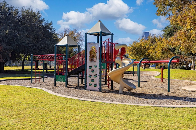 view of play area with a lawn