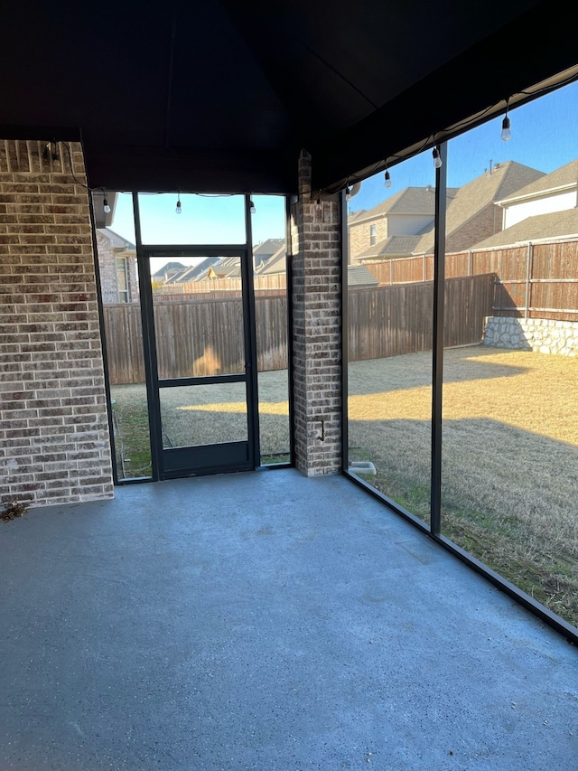 view of unfurnished sunroom