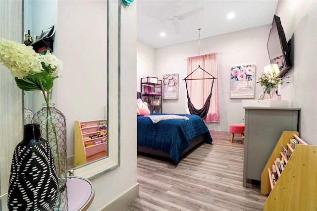 bedroom featuring light wood-type flooring