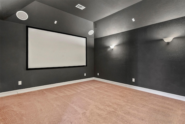 view of carpeted home theater