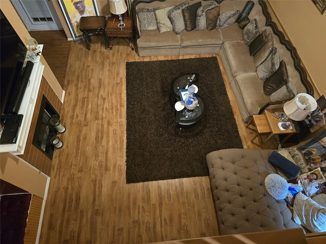 living room with hardwood / wood-style floors