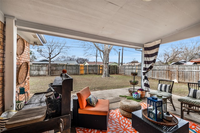 view of patio / terrace featuring an outdoor living space