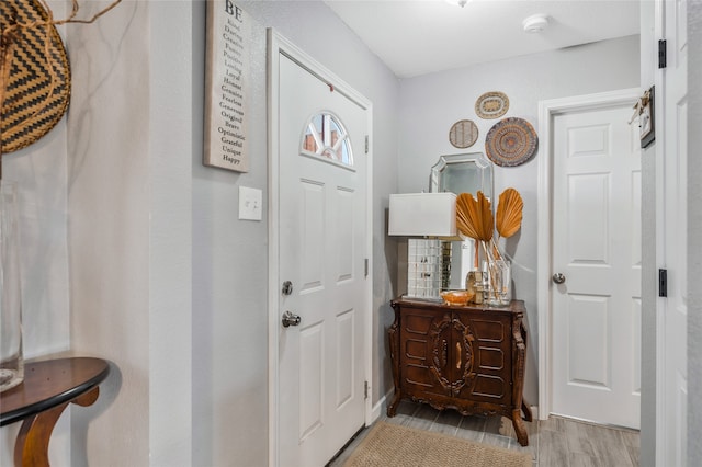 entryway with light wood-type flooring