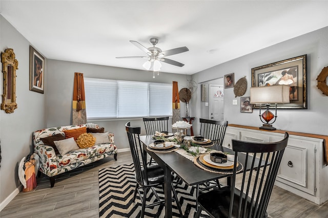 dining room featuring ceiling fan