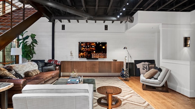 living room with light hardwood / wood-style flooring