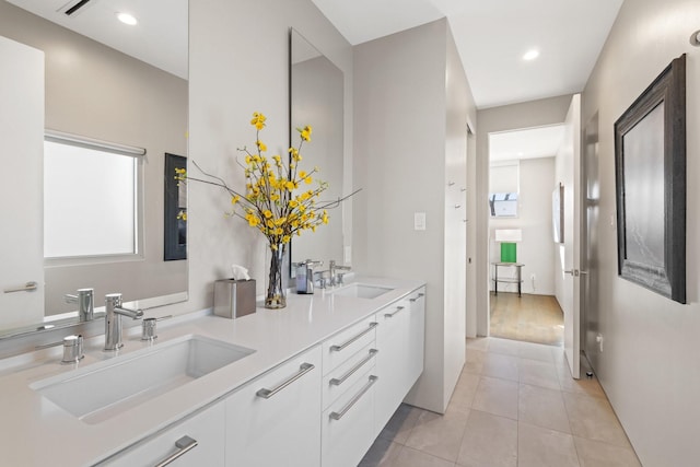 bathroom featuring vanity and tile patterned floors