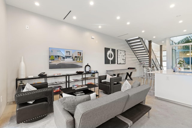 living room with expansive windows