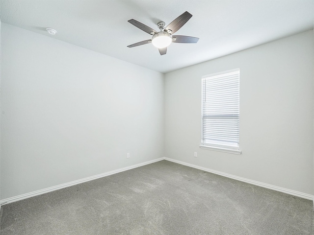 carpeted spare room with ceiling fan and a wealth of natural light