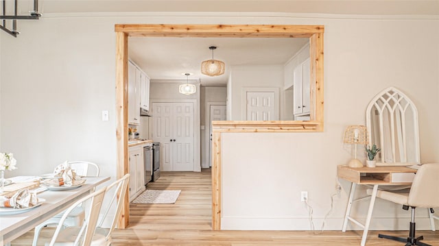 interior space with light hardwood / wood-style flooring