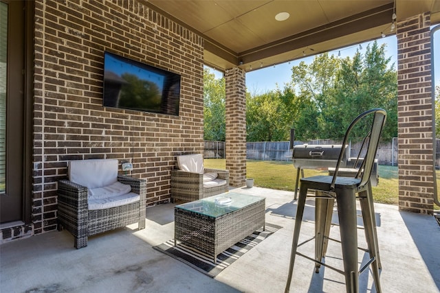 view of patio / terrace with an outdoor living space