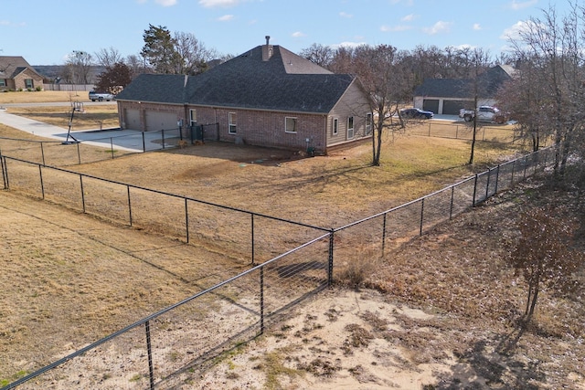 view of yard featuring a garage