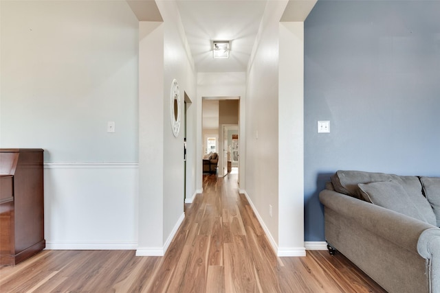 hallway featuring light wood-type flooring