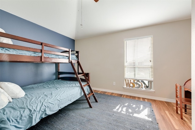 bedroom with light hardwood / wood-style floors