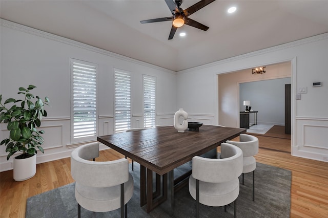 dining room featuring hardwood / wood-style flooring and ceiling fan