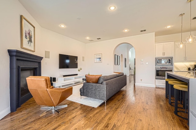 living room featuring light hardwood / wood-style floors