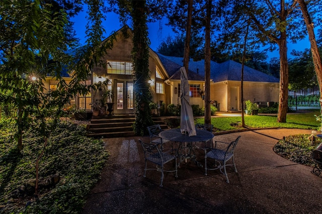 view of patio featuring french doors