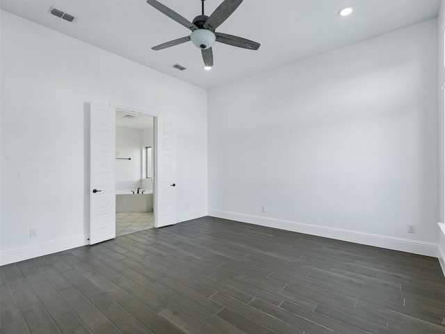13750 Fernando Rd, Frisco, TX 75035 - unfurnished room with ceiling fan, baseboards, dark wood-style floors, and recessed lighting