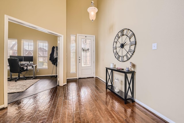 foyer entrance featuring dark wood-type flooring