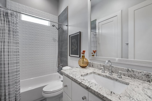 full bathroom featuring vanity, toilet, and shower / bath combo with shower curtain