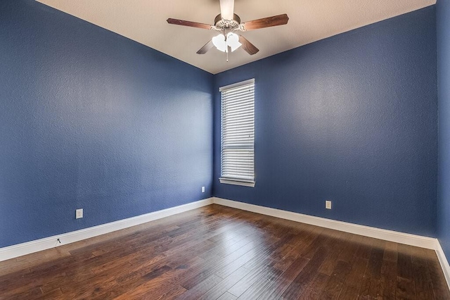 unfurnished room featuring hardwood / wood-style floors and ceiling fan