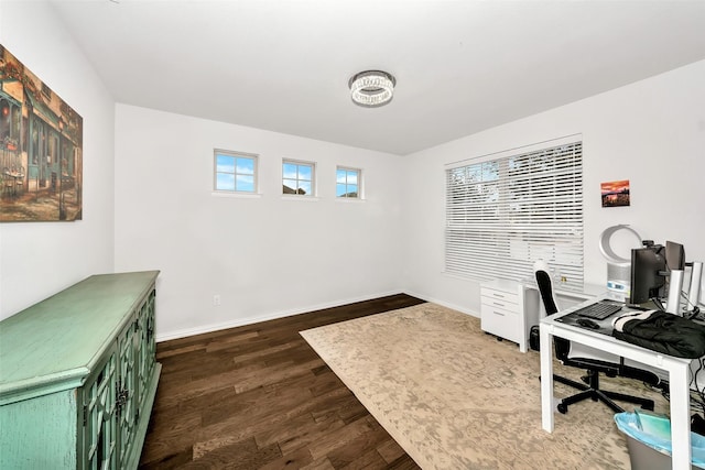 office area featuring dark hardwood / wood-style flooring