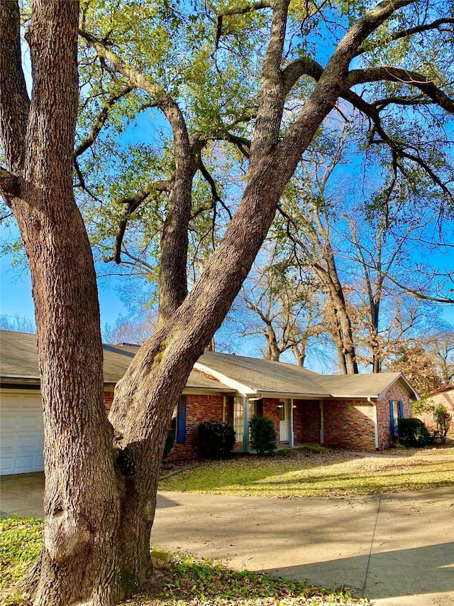 view of front of house with a garage and a front yard