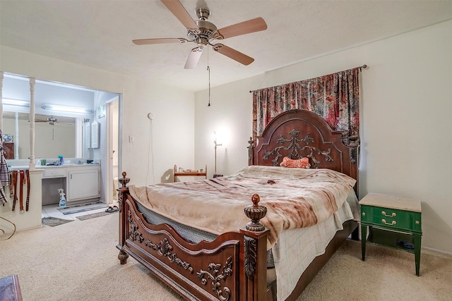 bedroom featuring carpet floors and ceiling fan