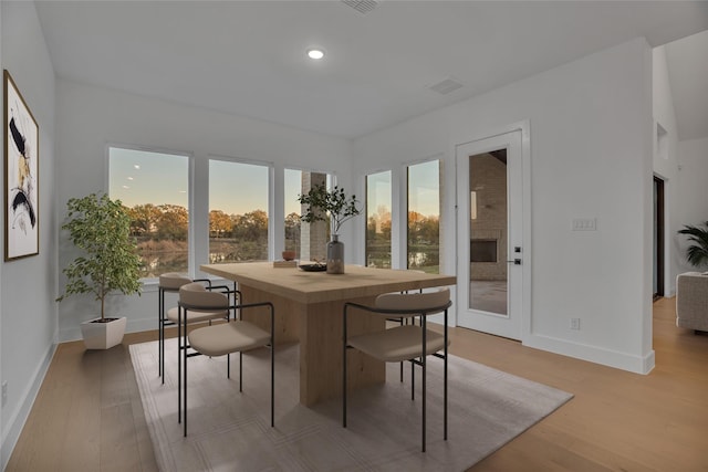 dining room with light hardwood / wood-style flooring