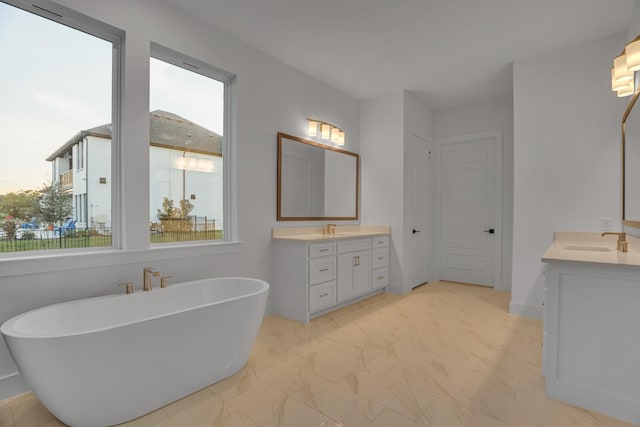 bathroom featuring vanity and a bathtub