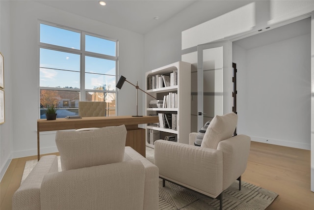 living area featuring light wood-type flooring