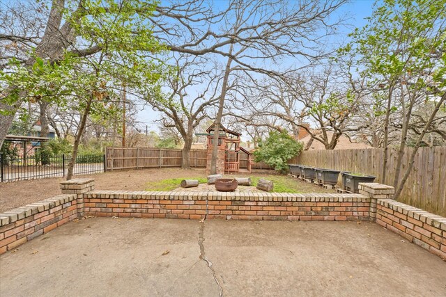 view of yard featuring a playground