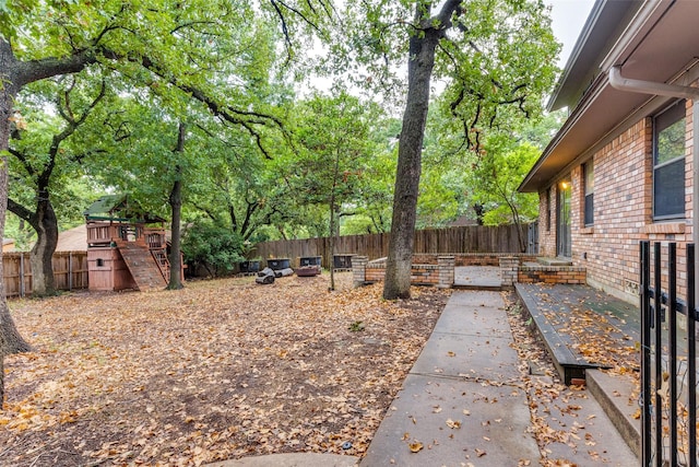 view of yard with a playground