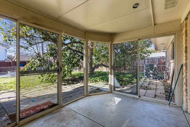 view of unfurnished sunroom