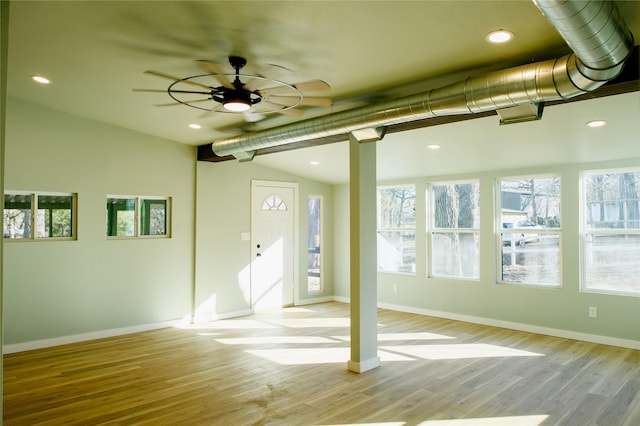 unfurnished room featuring ceiling fan and light wood-type flooring