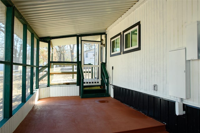 view of unfurnished sunroom