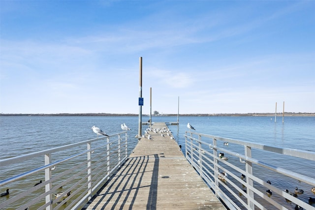 dock area featuring a water view