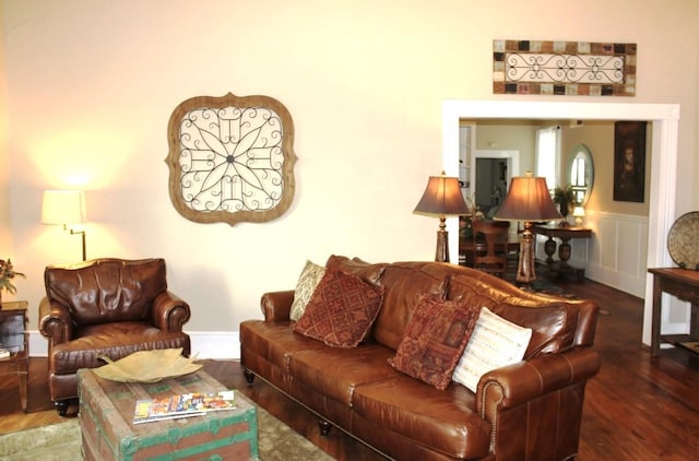 living room with hardwood / wood-style floors